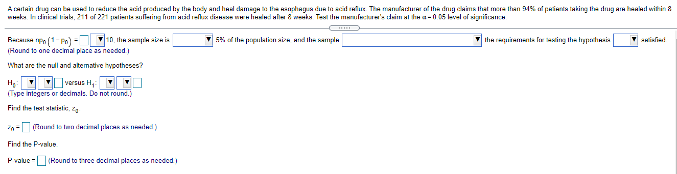 null hypothesis. There is insufficient evidence to conclude that more than 94%