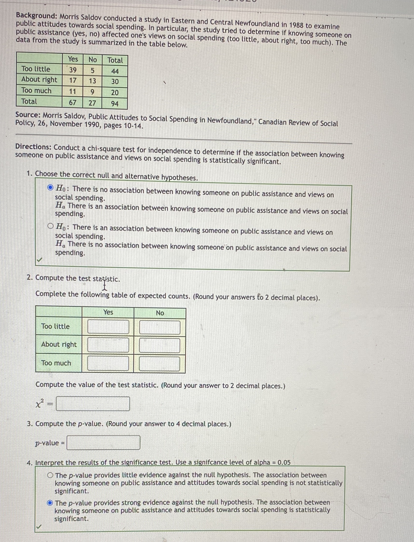 Background: Morris Saldov conducted a study in Eastern and Central Newfoundland