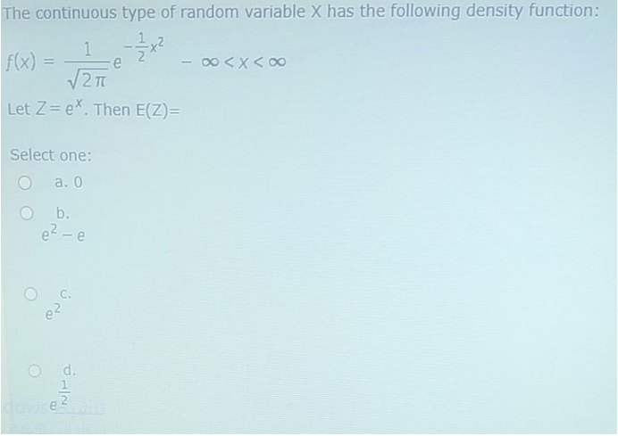 Please help The continuous type of random variable X has the following