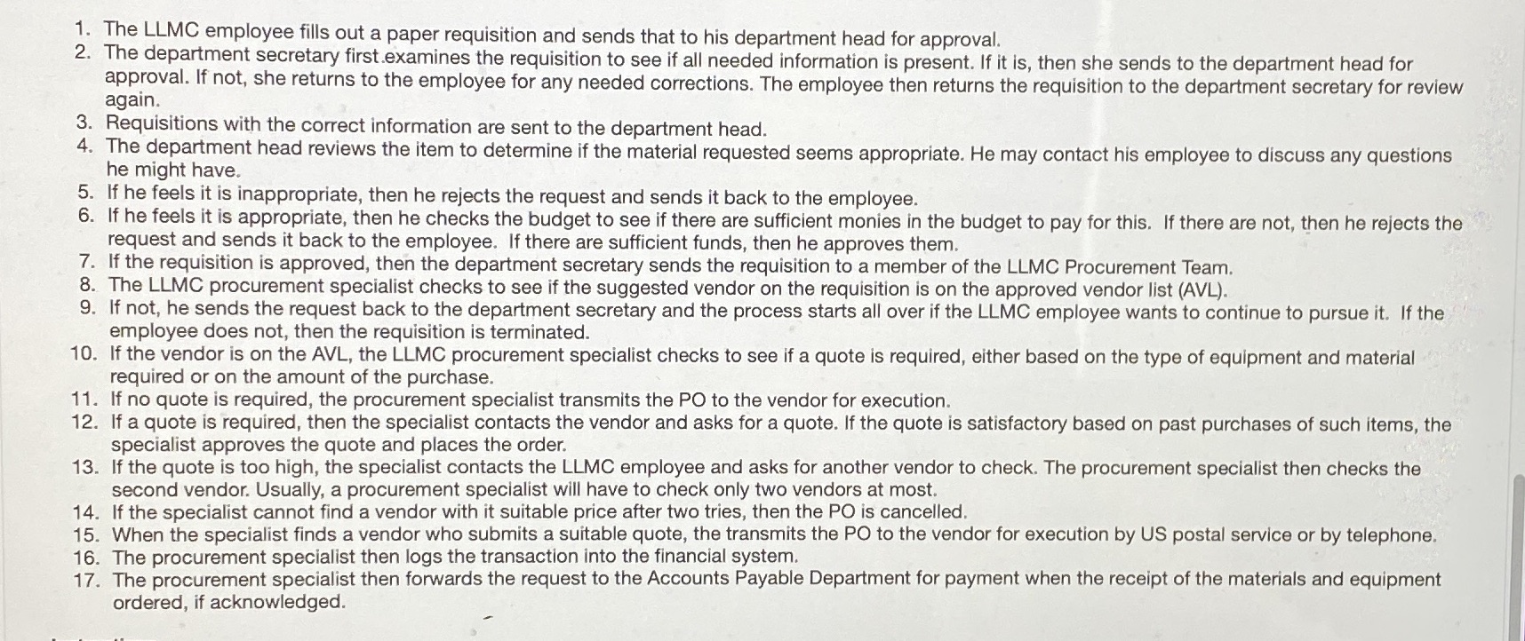 How would I conduct a flow chart using the filling steps below?