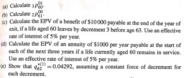 three-decrement service table for modelling employment. (1) (2) (3) X lx ax