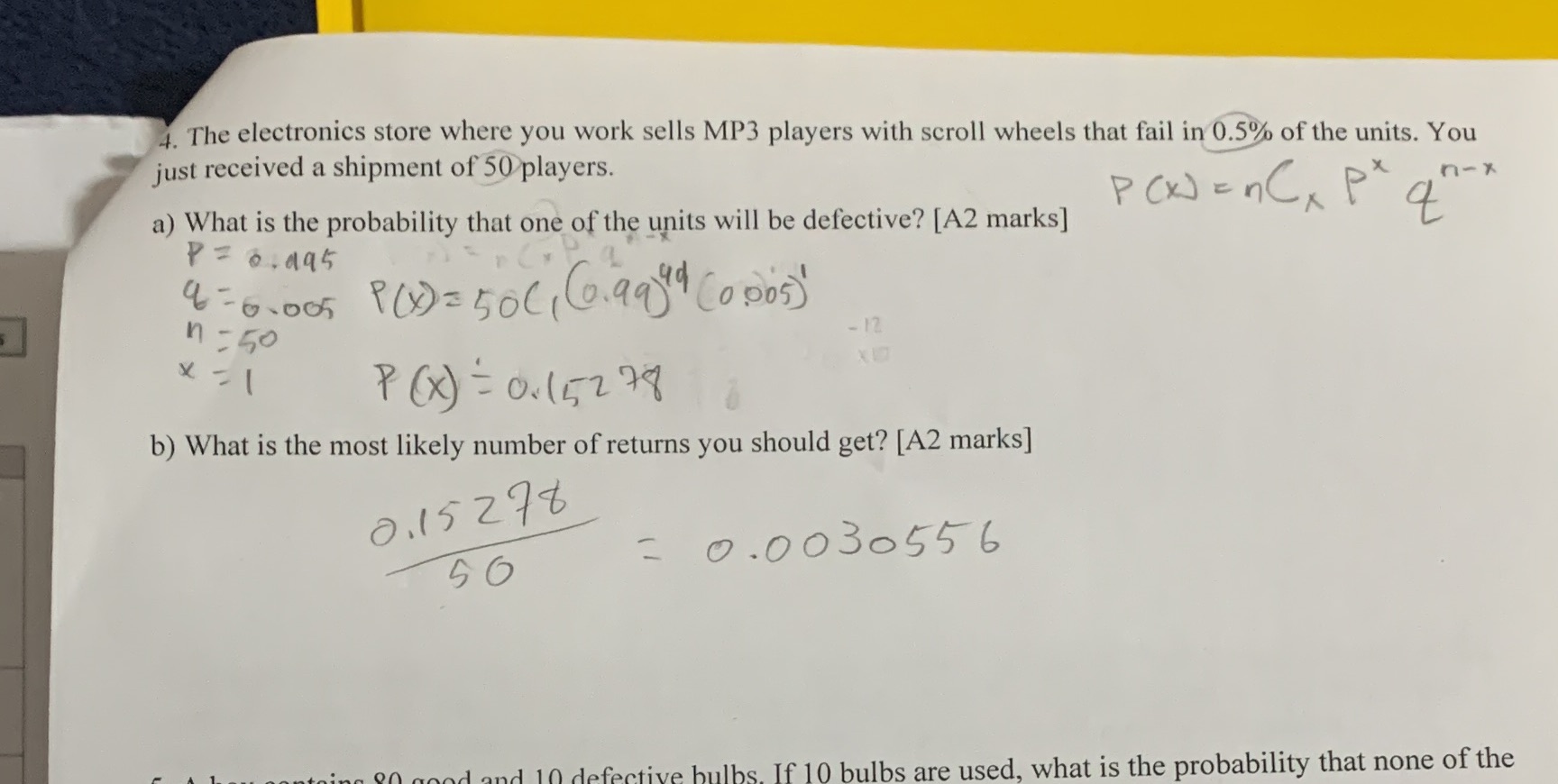 Can someone please verify if this is correct? 4. The electronics store