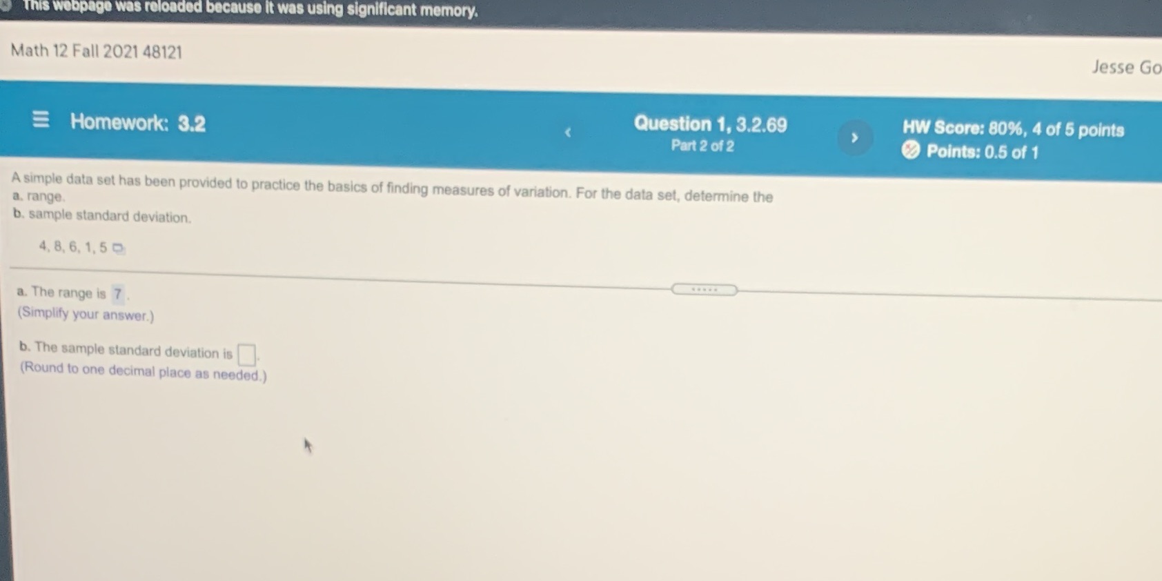 Please explain n-1 when we divide by it This webpage was reloaded