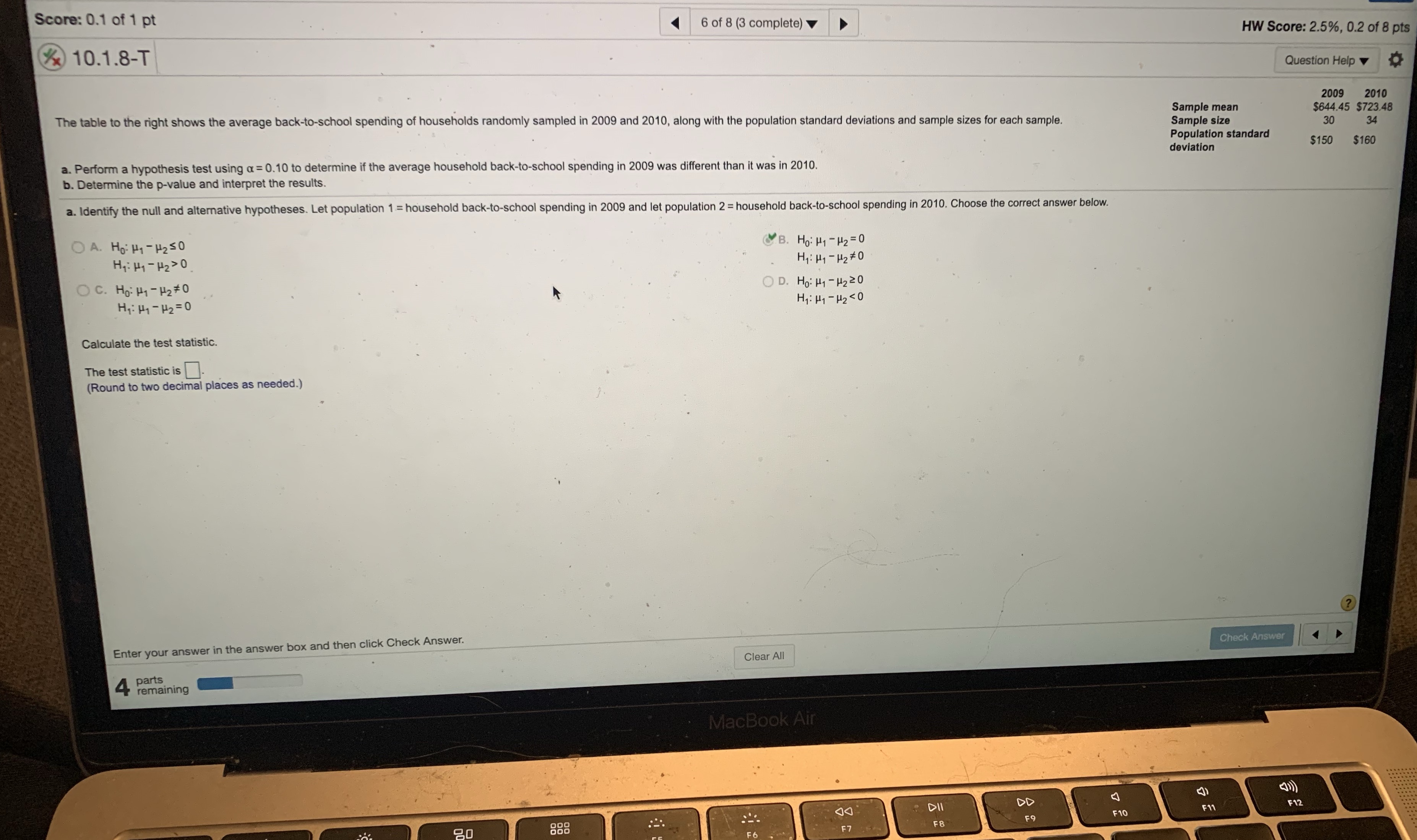 B. Determine the appropriate critical value(s) use a comma to separate answers