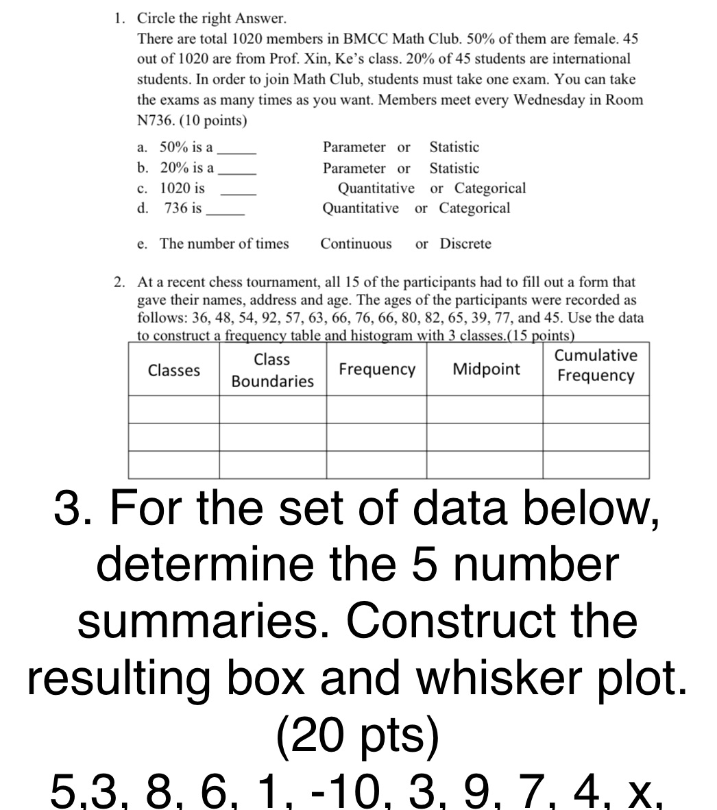 For the third question X = 4Please help me 1. Circle the