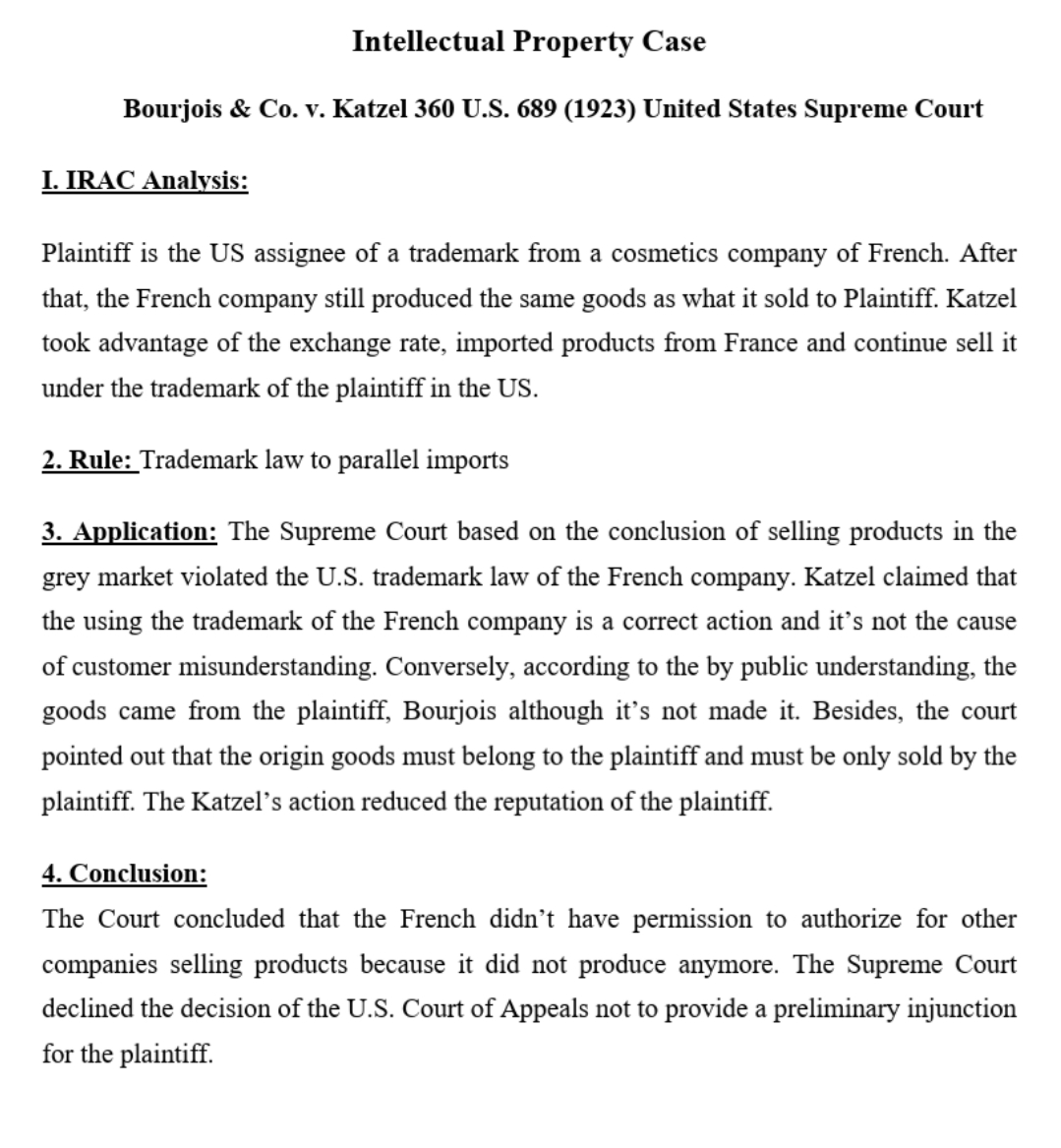 In A. Bourjois & Co. v. Katzel, the U.S. Supreme Court determined