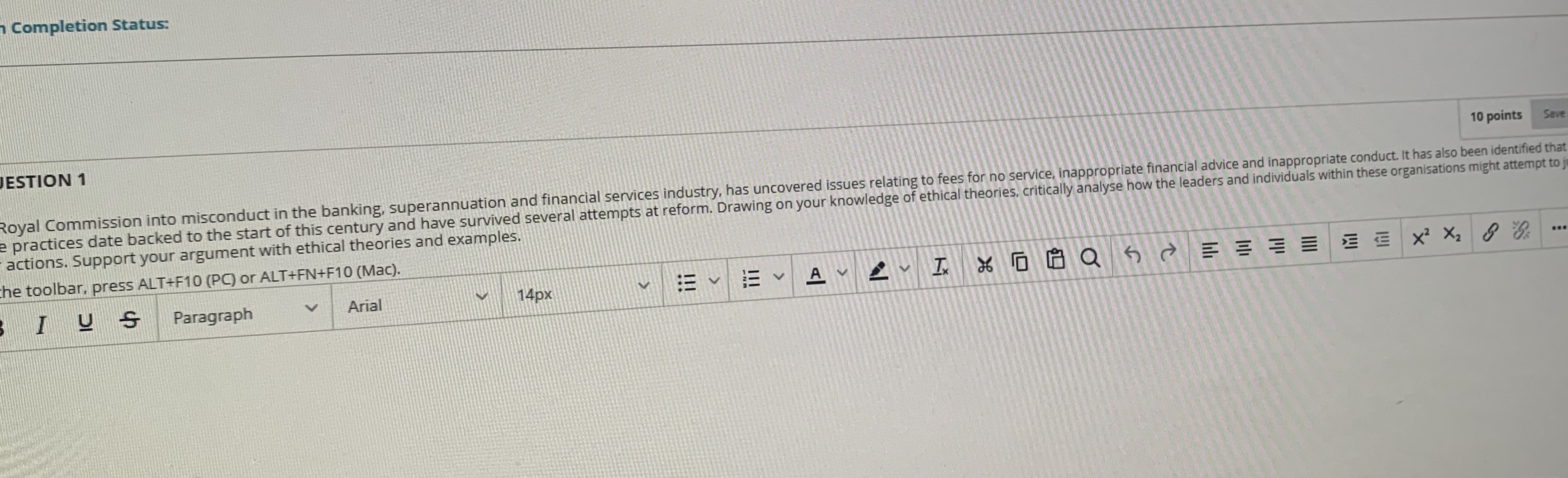 Need help with this question plz Completion Status: JESTION 1 10 points