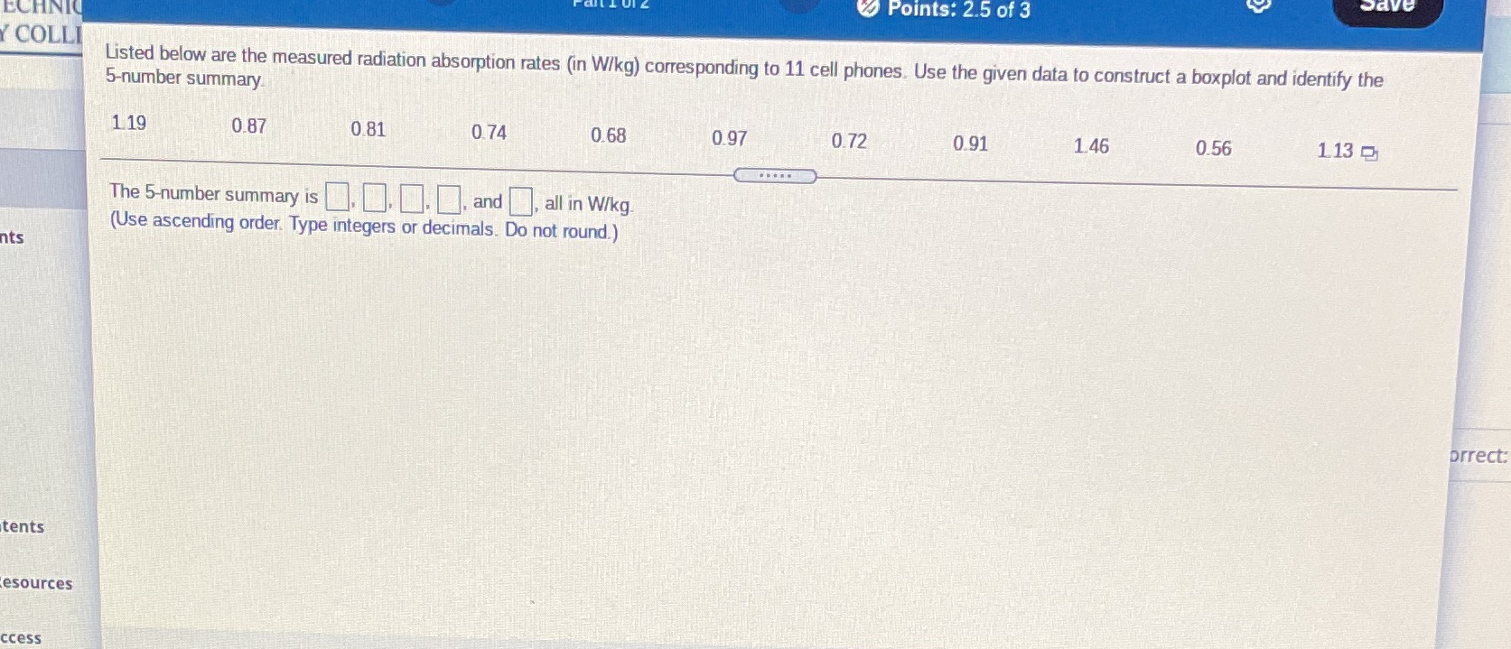 #18 Points: 2.5 of 3 save ECHNIC COLLI Listed below are the