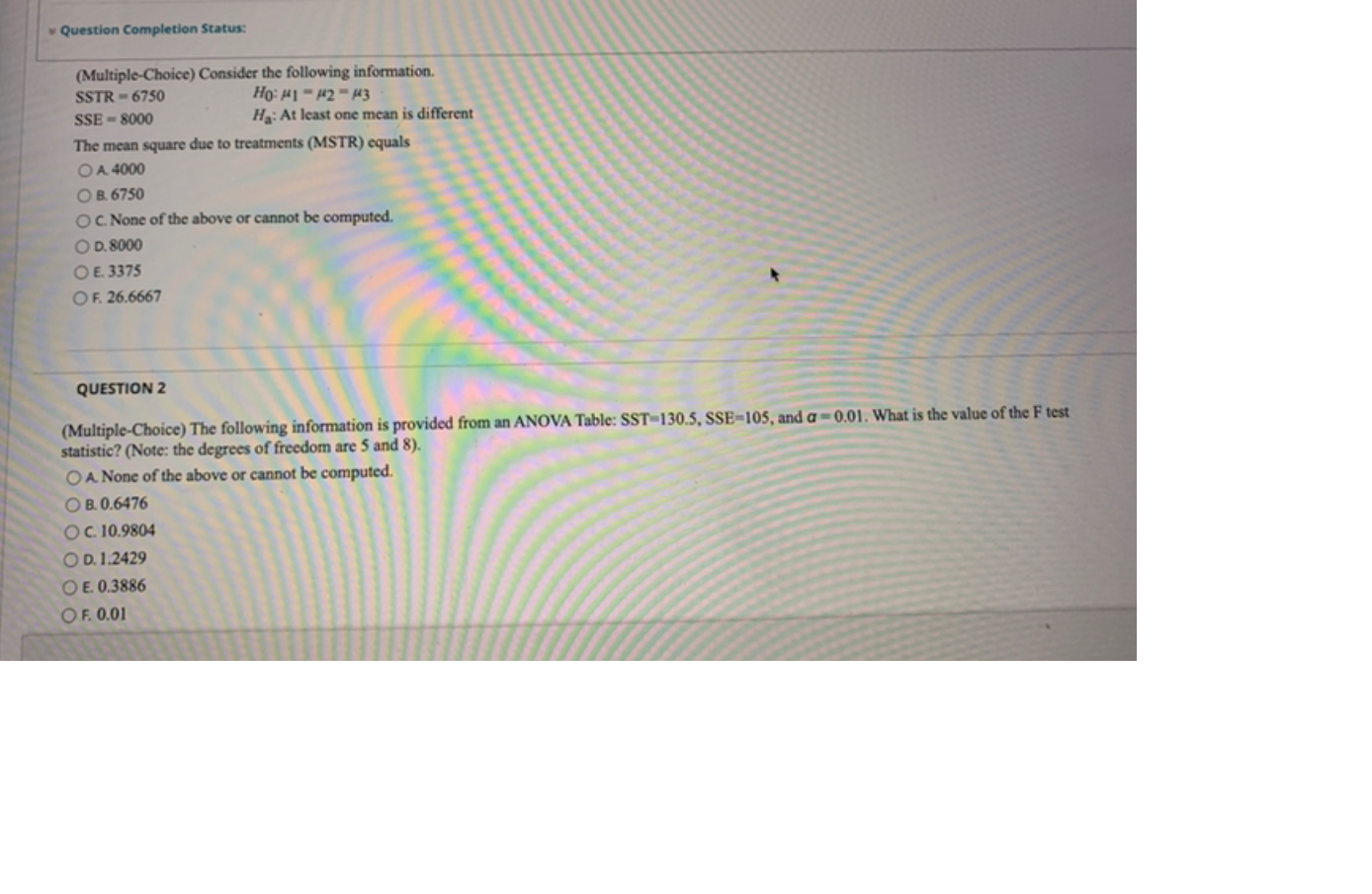 Question Completion Status: (Multiple-Choice) Consider the following information. SSTR - 6750