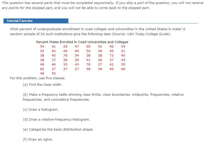  This question has several parts that must be completed sequentially. If