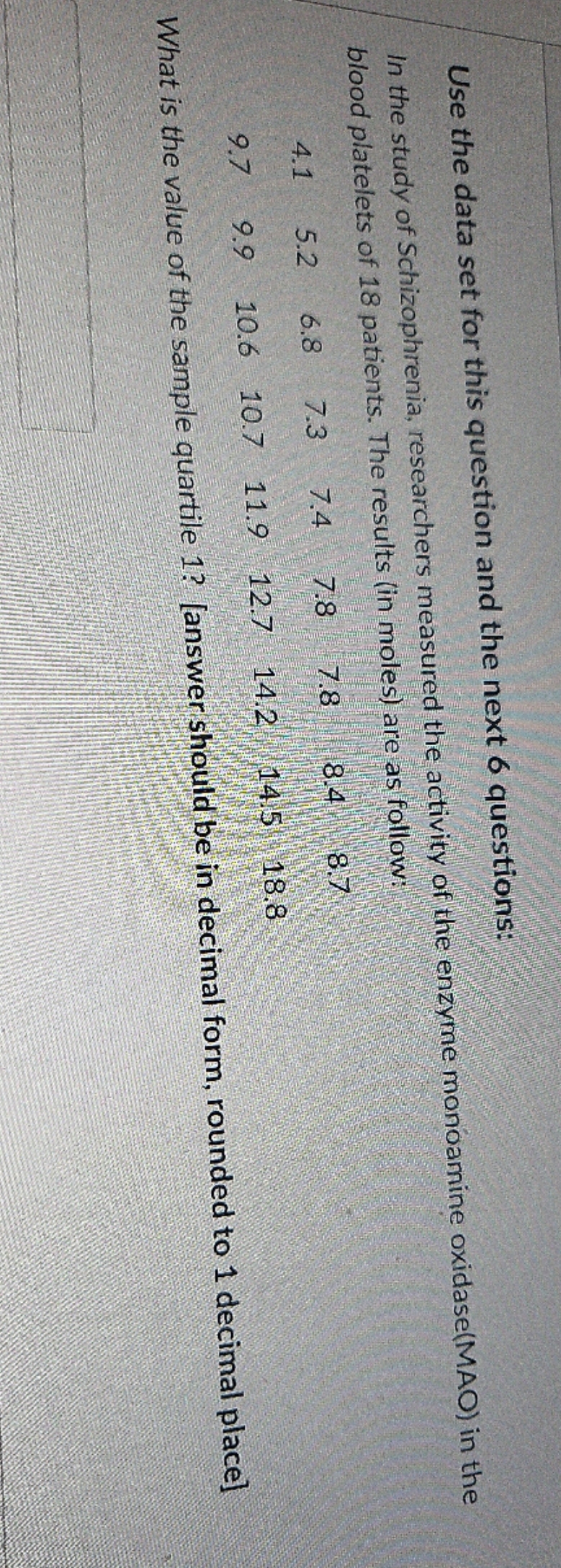 how to solve Use the data set for this question and the