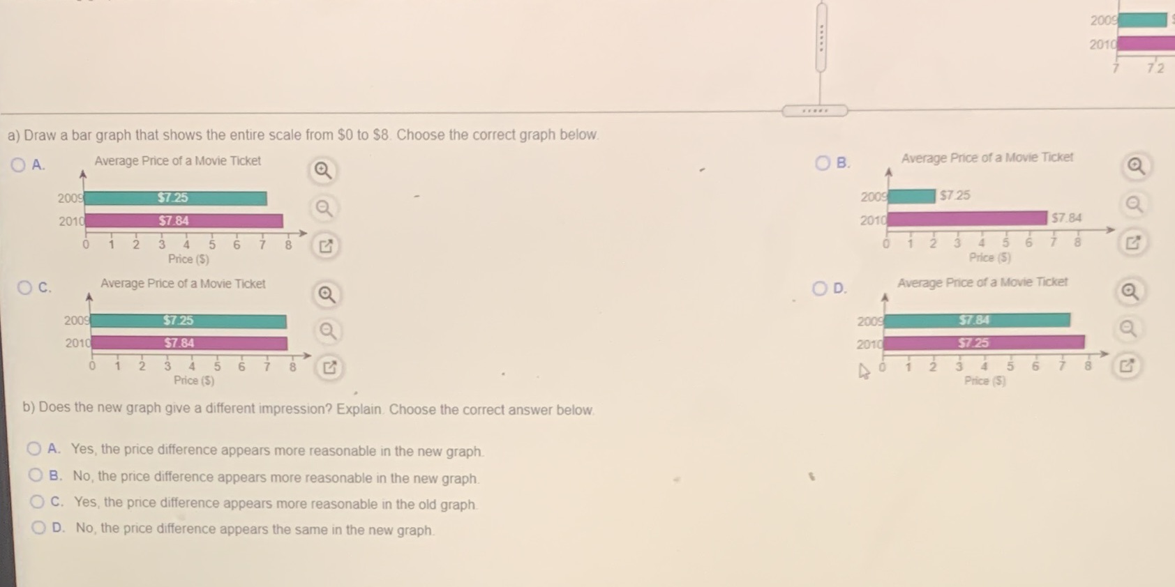 2009 2010 72 a) Draw a bar graph that shows the