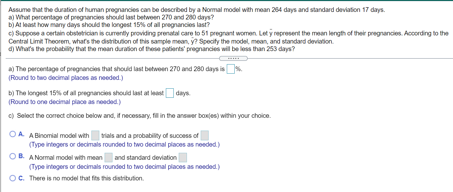 Q1: Please complete Parts A-D and ROUND answer as needed. [ Assume