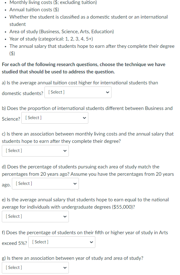 two proportions One-sample t-test of a mean Two-sample t-test of two independent
