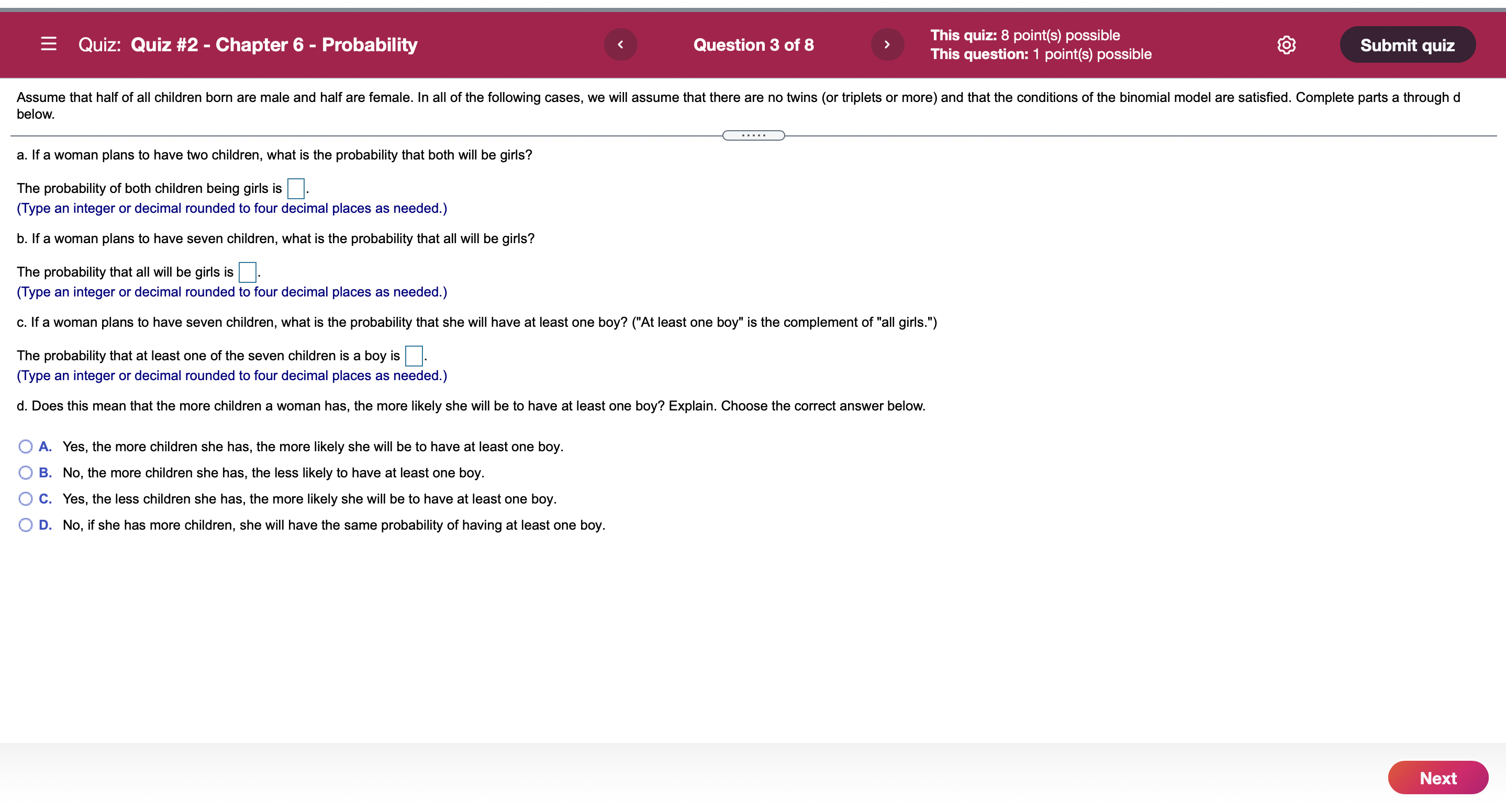 . _ . . . . This quiz: 8 point(s) possible