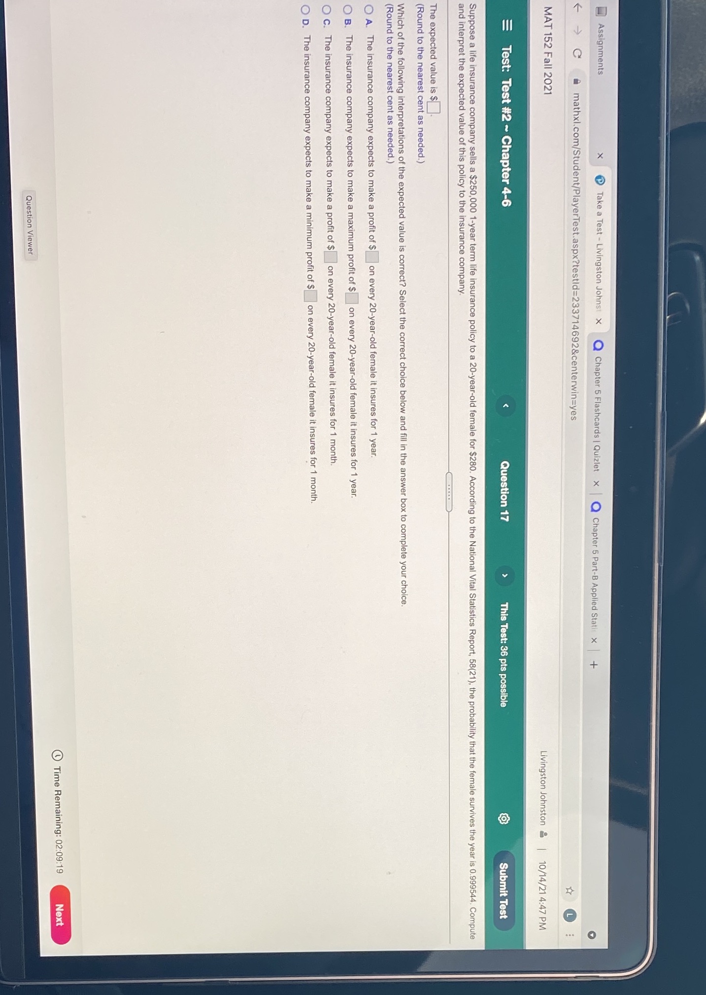  Assignments x @ Take a Test - Livingston Johnst X Q
