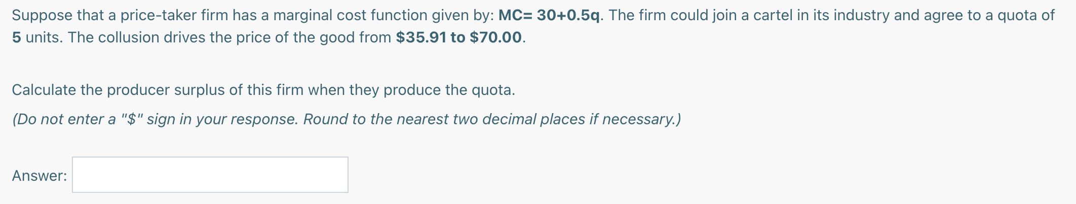 had a total cost function given by: TC= 10 + Q +0.1Q2.
