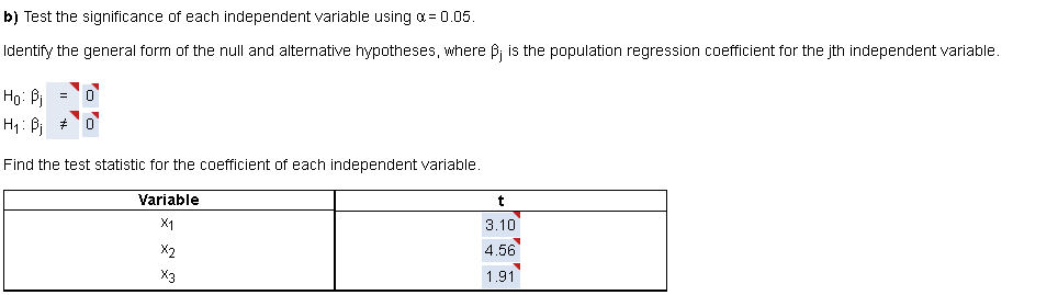 technology, censtruet a regression model using all three independent variables, where y: