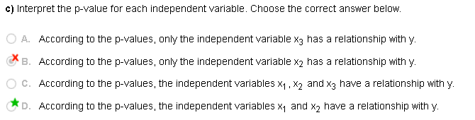 as needed.) b] Test the significance of each independent variable using 0::