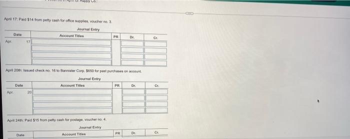 appropriate entries in the general journal as well as the auxiliary petty