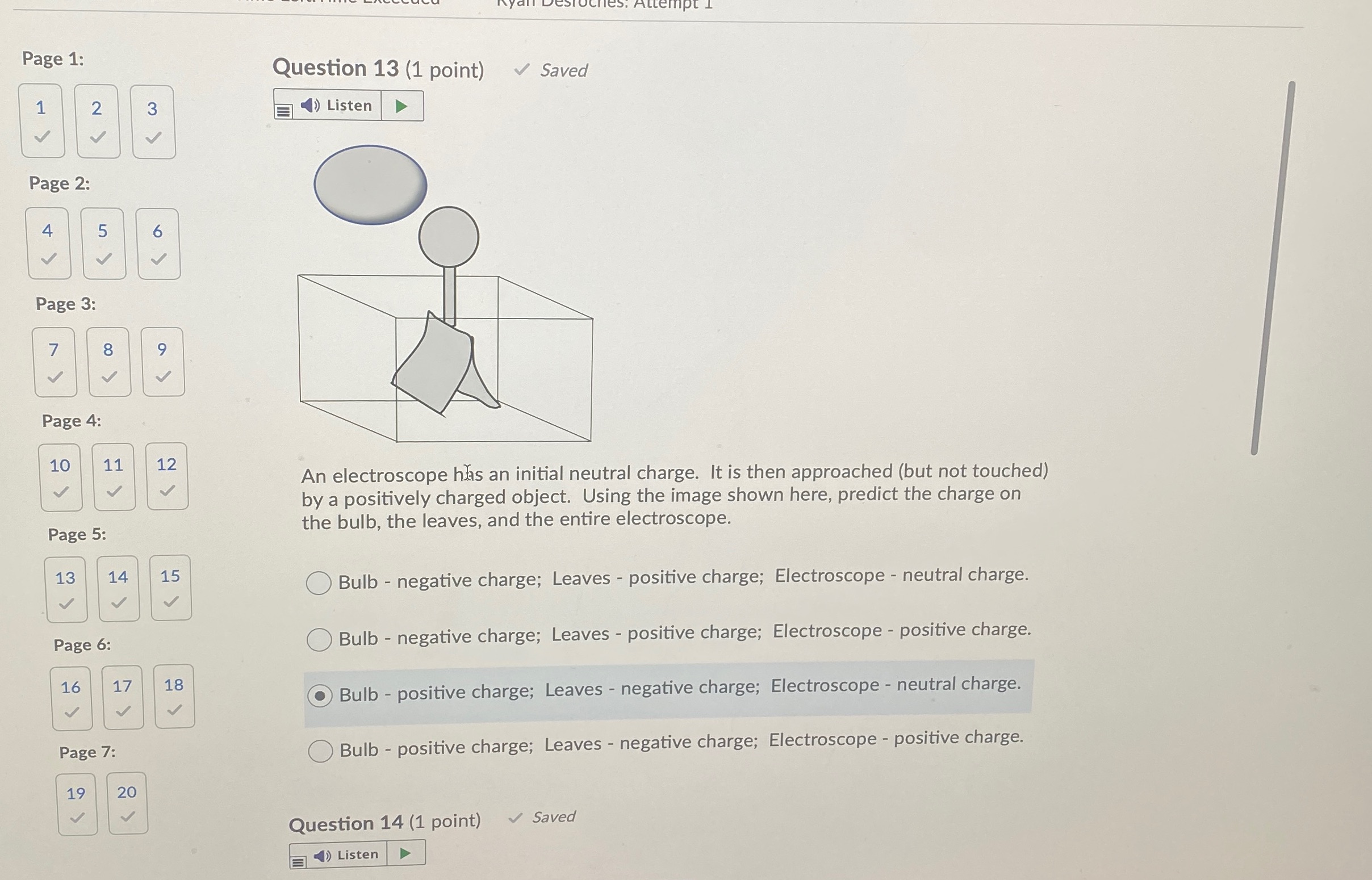  Page 1: Question 13 (1 point) Saved 1 2 3 Listen