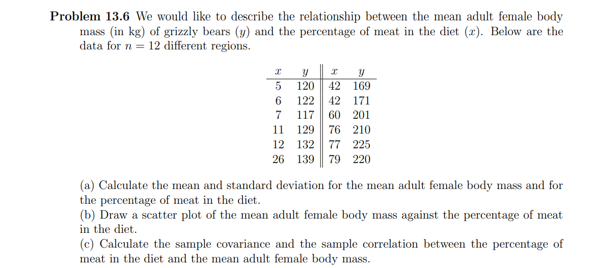  Problem 13.6 We would like to describe the relationship between the