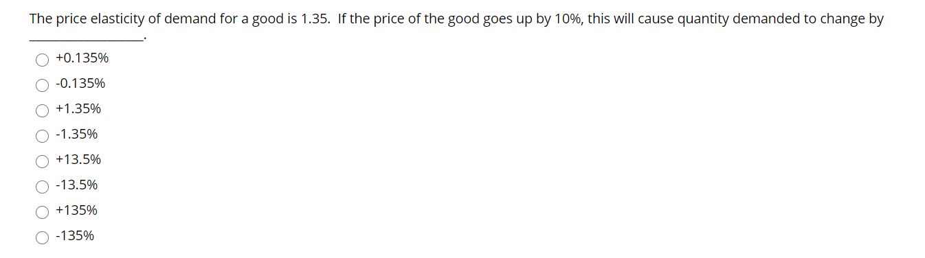 Please help with this practice question. show work. The price elasticity of