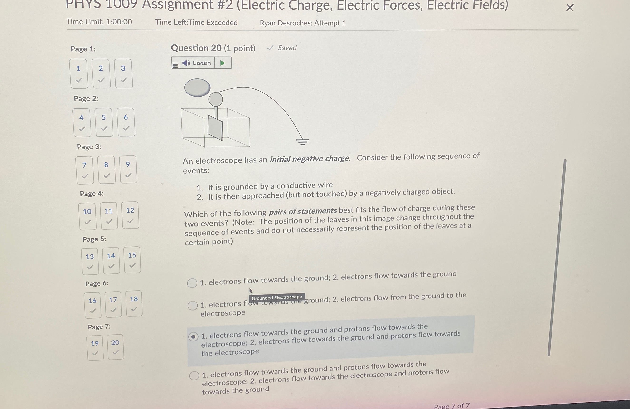 PHYS 1009 Assignment #2 (Electric Charge, Electric Forces, Electric Fields) Time