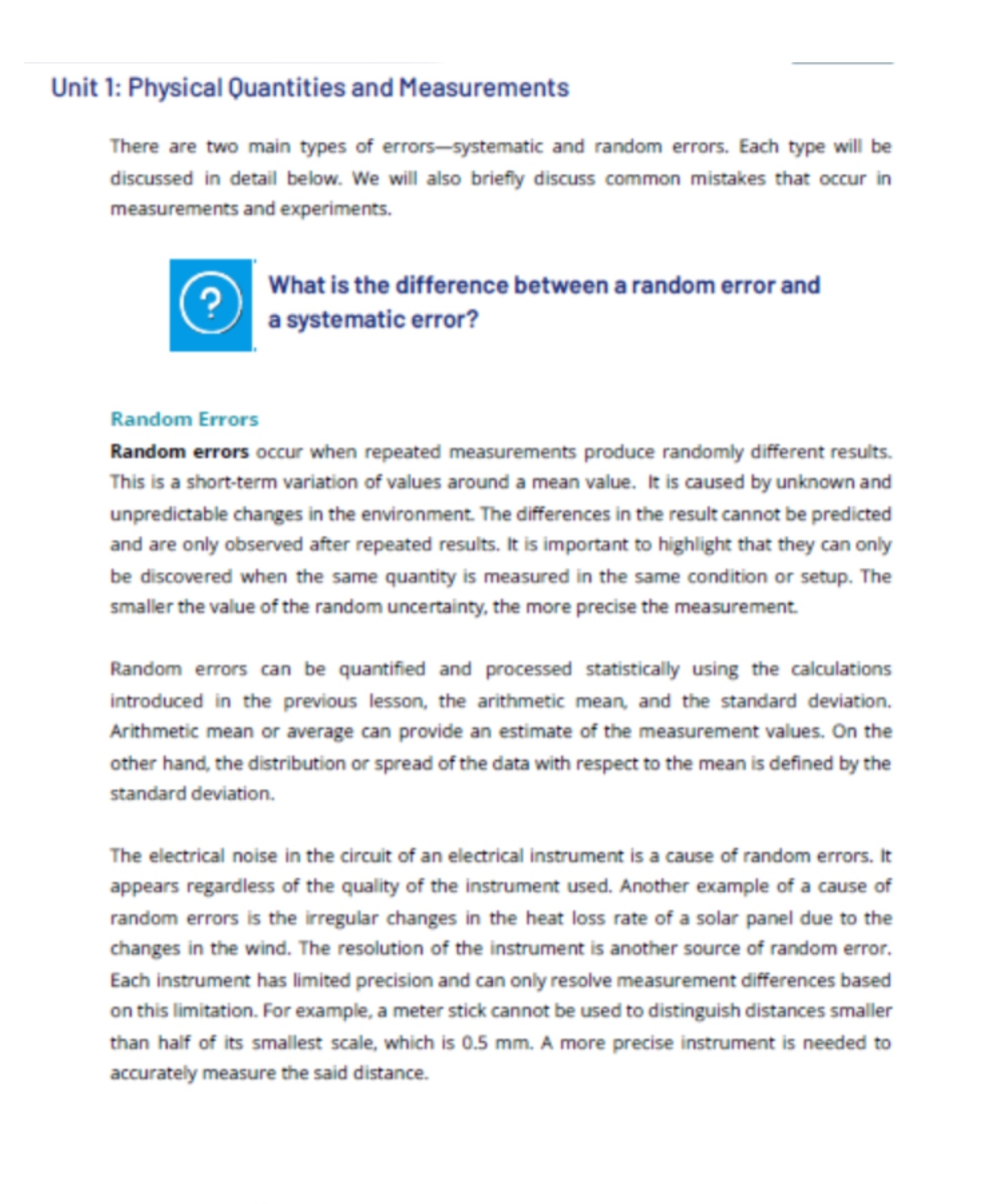 1: Physical Quantities and Measurements 8. Answer the questions in 23 sentences