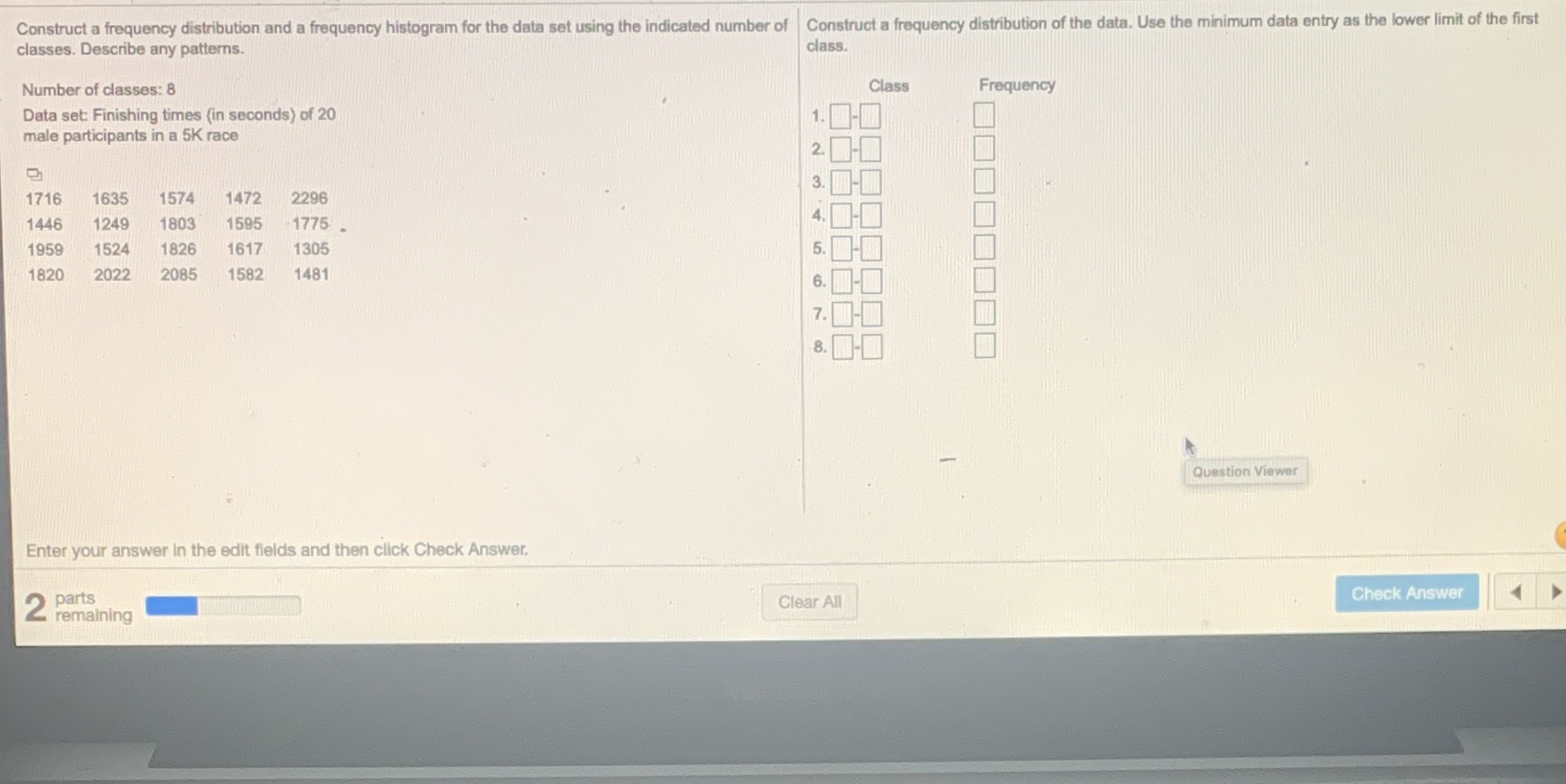 Thanks 21 Construct a frequency distribution and a frequency histogram for the