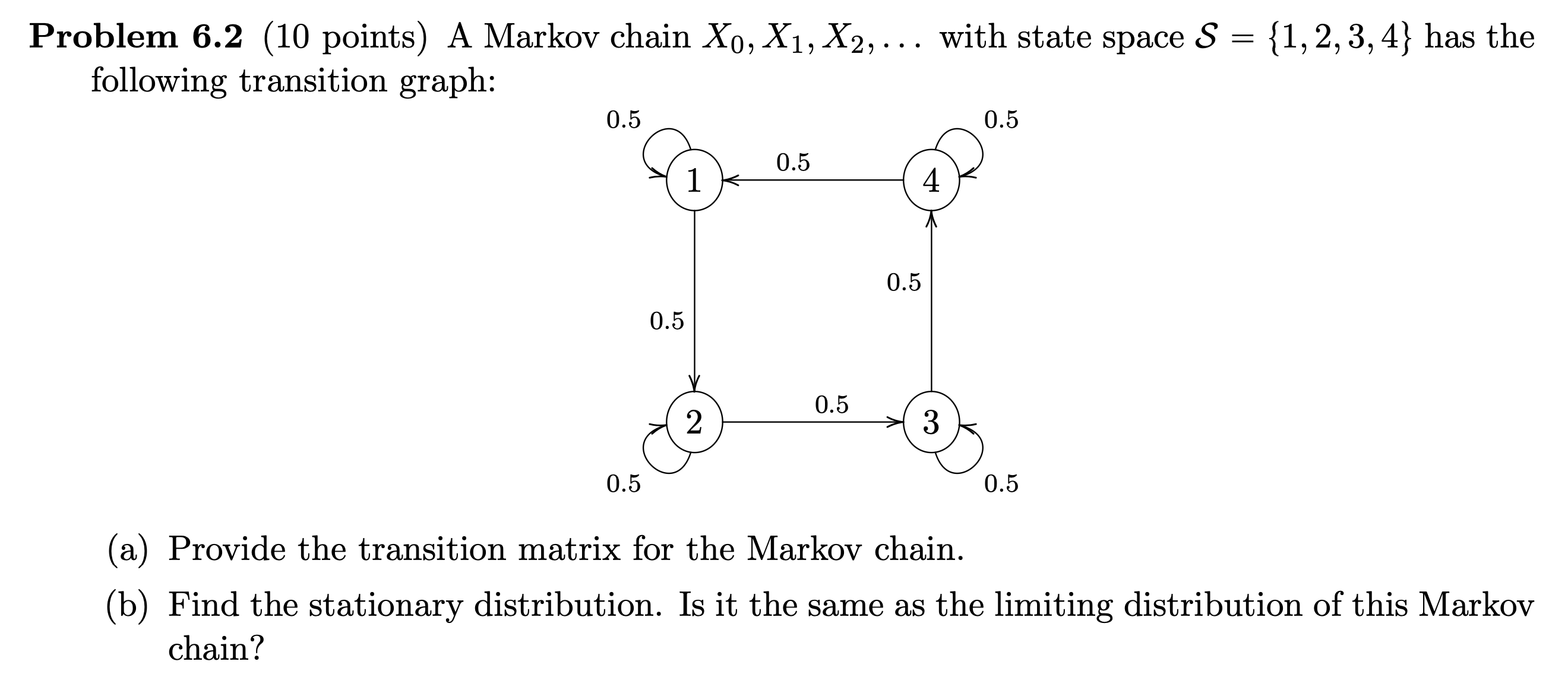 Please show the work thank you Problem 6.2 (10 points) A Markov