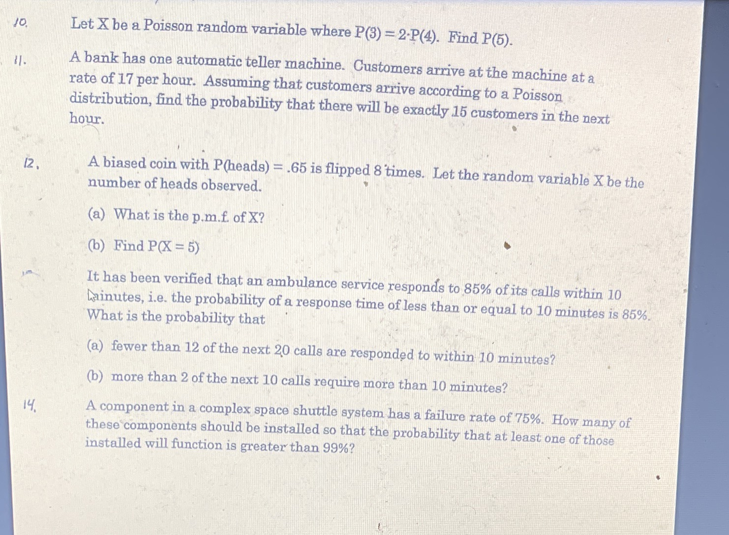  10. Let X be a Poisson random variable where P(3) -