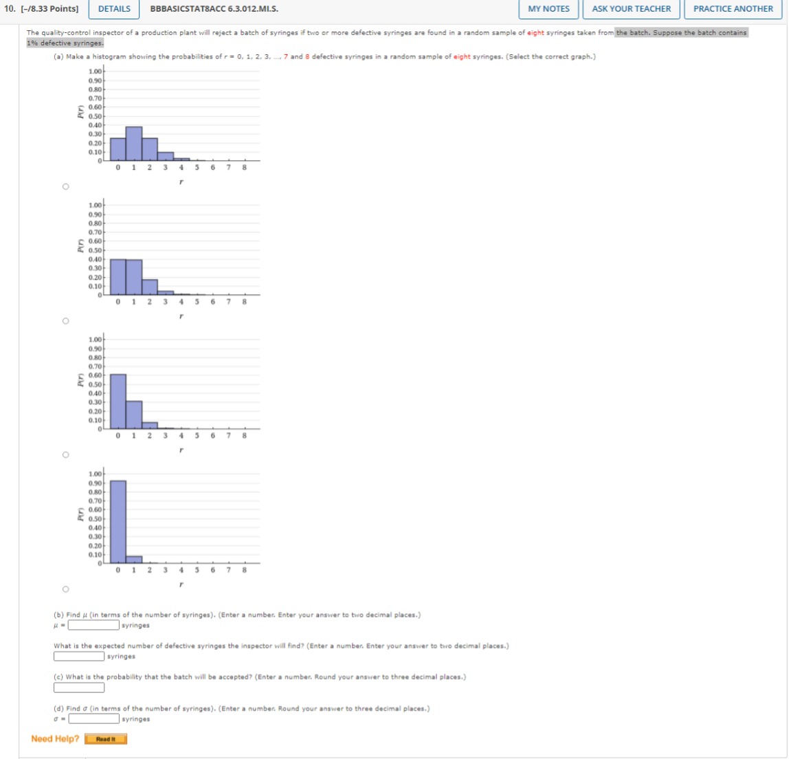  10. [-/8.33 Points] DETAILS BBBASICSTATSACC 6.3.012.MI.S. MY NOTES ASK YOUR TEACHER