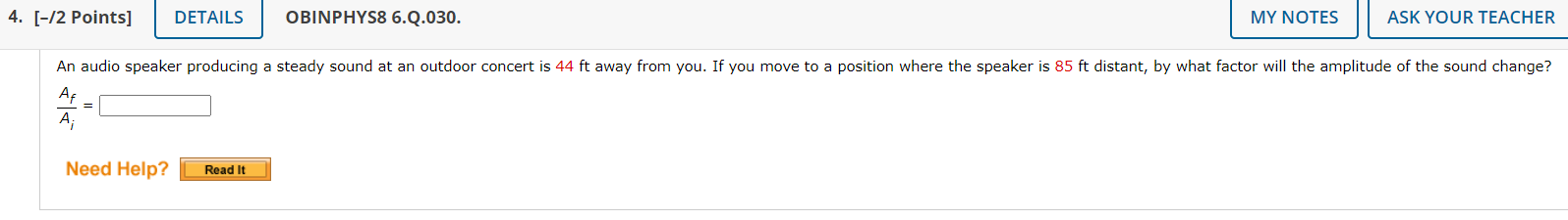  4. [I2 Points] DETAILS OBINPHYSS 6.Q.030. MY NOTES ASK YOUR TEACHER