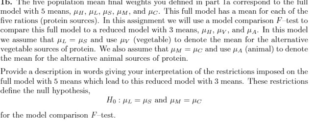 1b. The five population mean final weights you defined in part