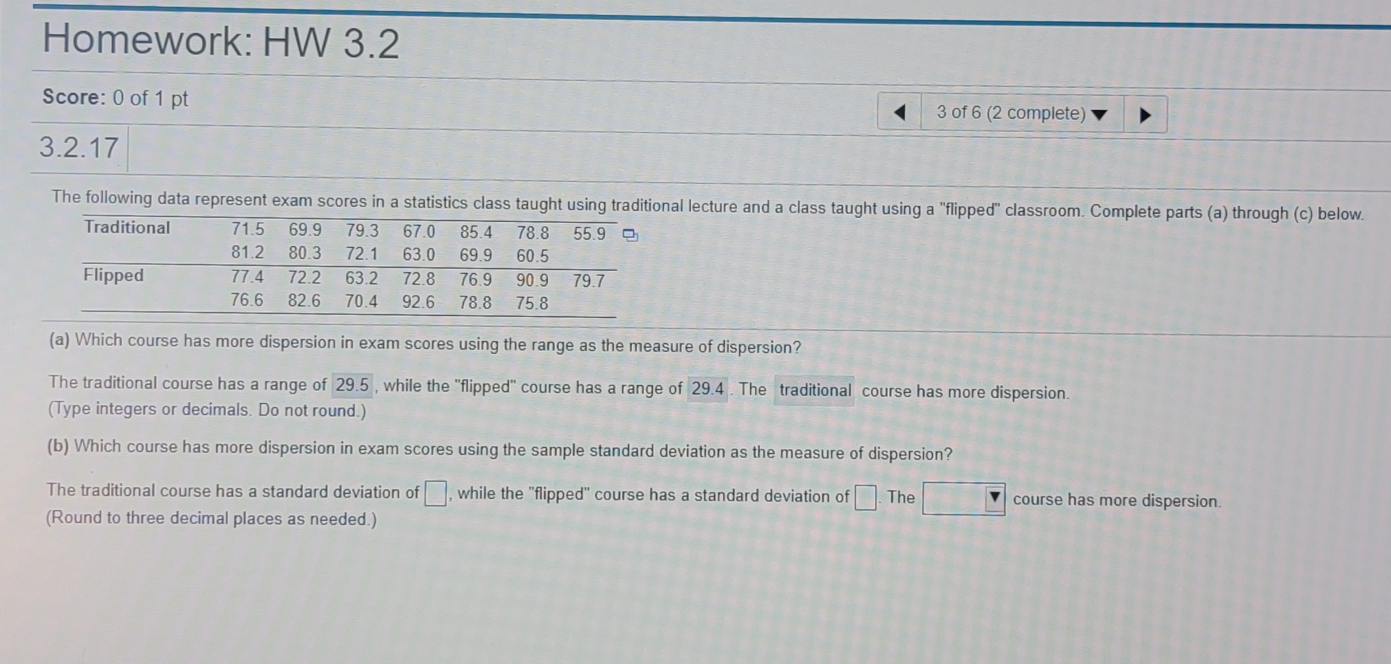 How do I solve this? Homework: HW 3.2 Score: 0 of 1