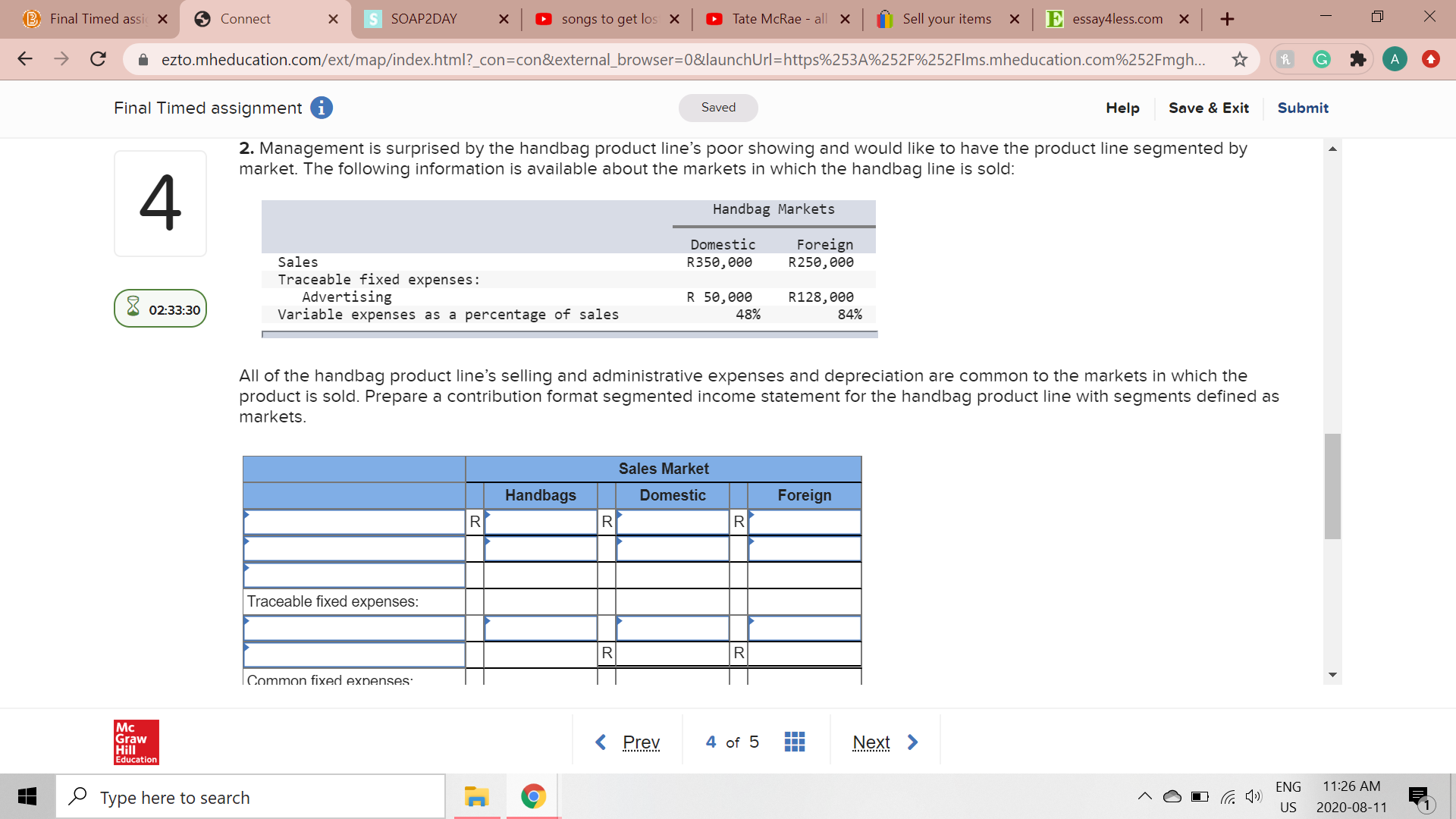 A + Final Timed assignment i Saved Help Save & Exit Submit