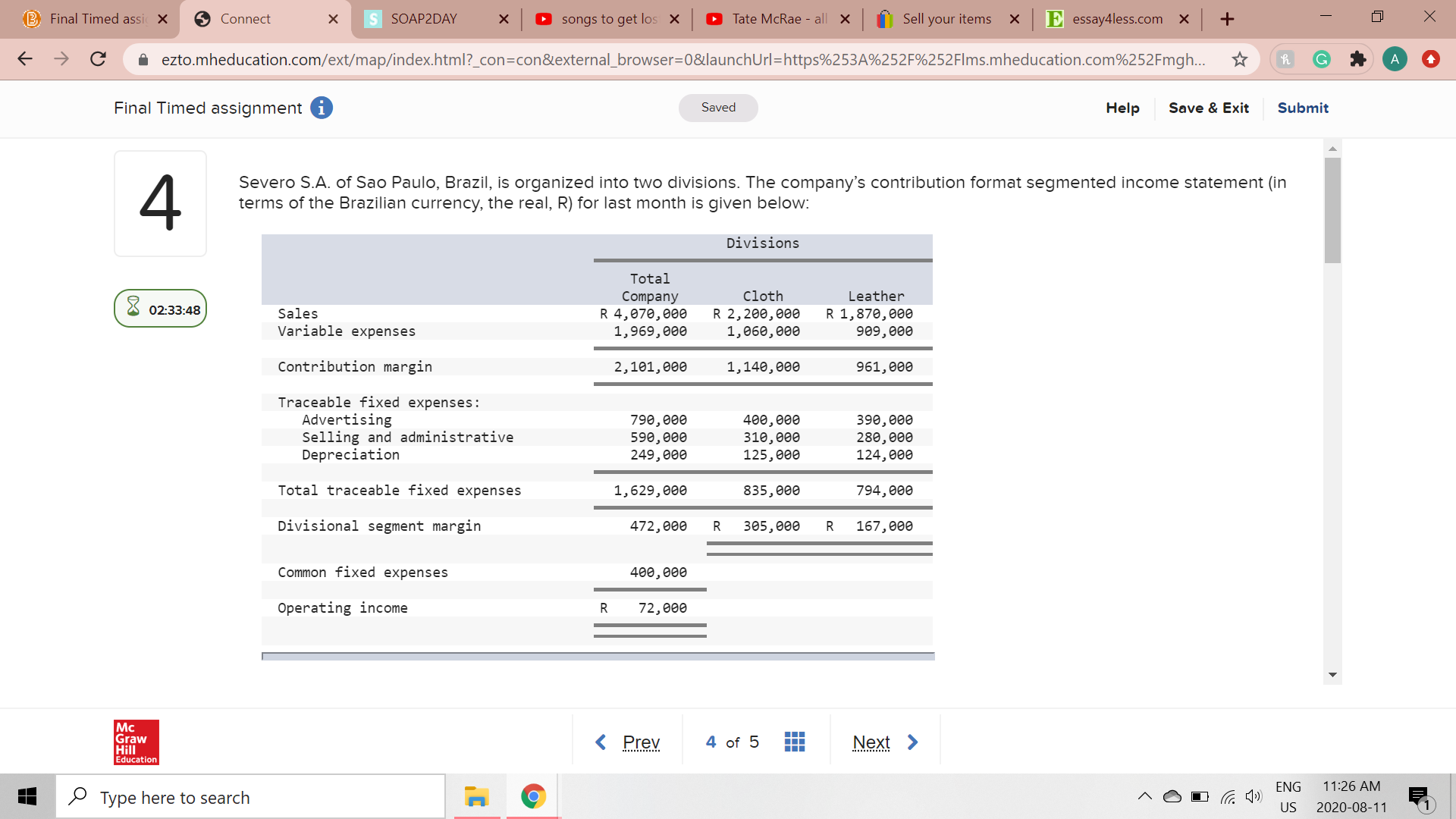 can you please help with question 3. Final Timed assi( X Connect