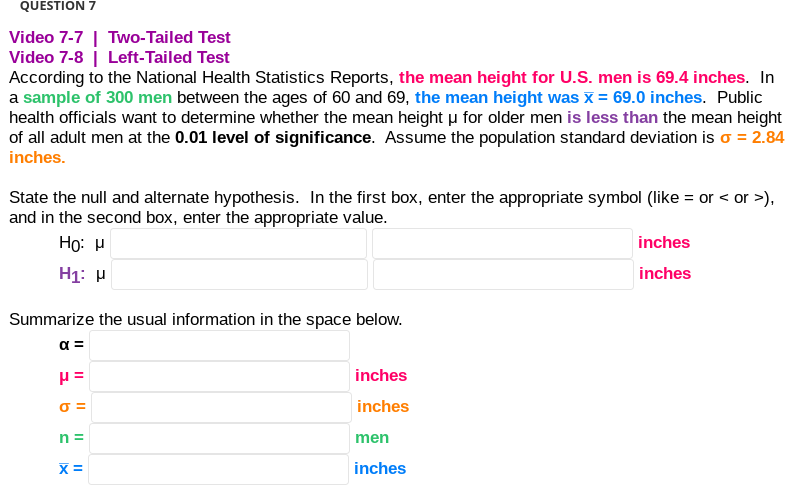  QUESTION T Video ?-? | Two-Tailed Test Video ?-3 | Left-Tailed