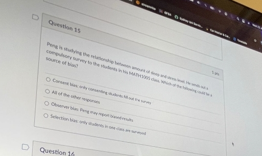 correct answer please D Question 15 1 pin Peng Is studying the
