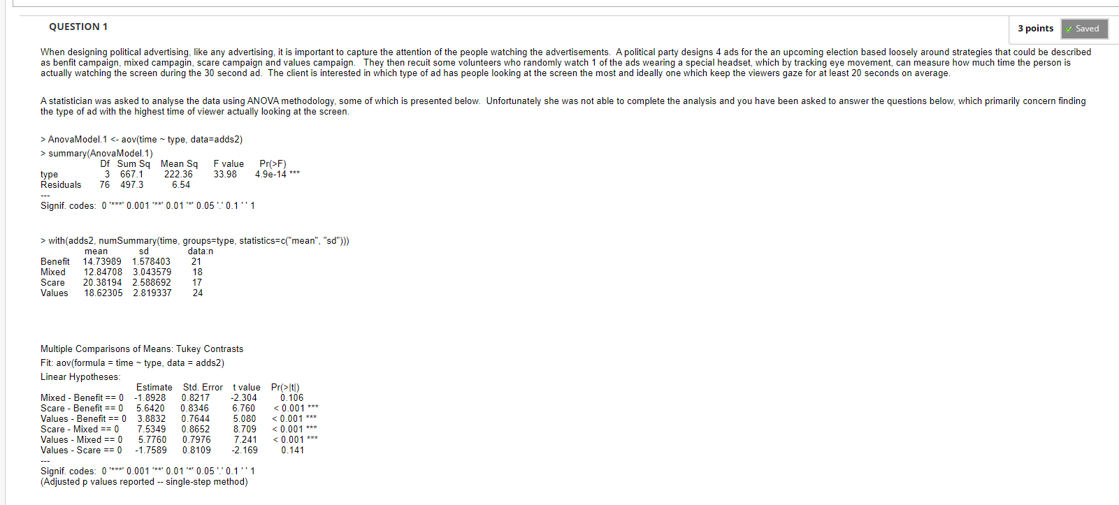interval for the mean watching time of benefit, what would the relevant
