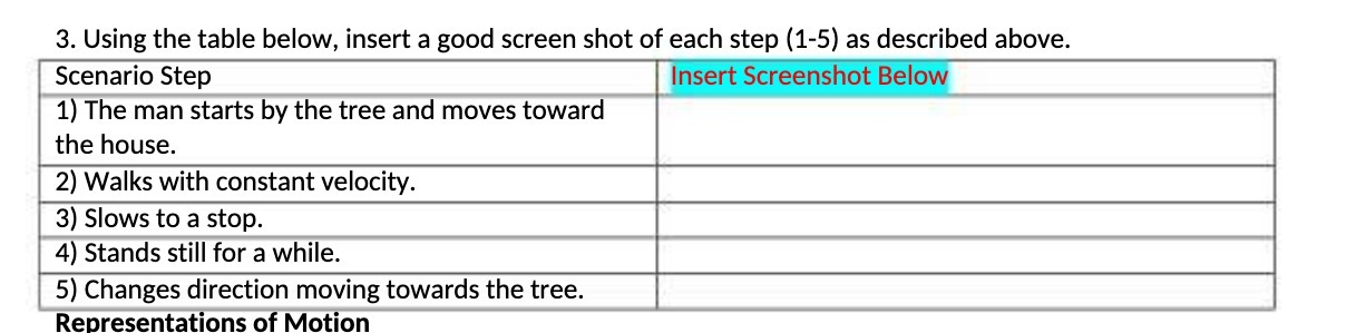  3. Using the table below, insert a good screen shot of