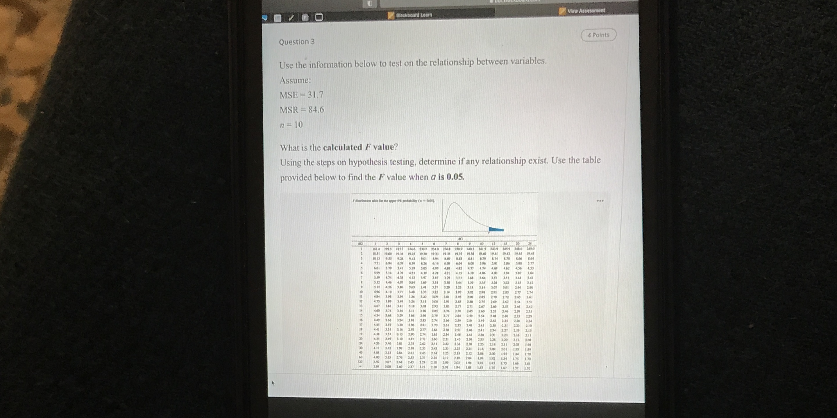  VGO Blackboard Learn View Assessment Question 3 4 Points Use the