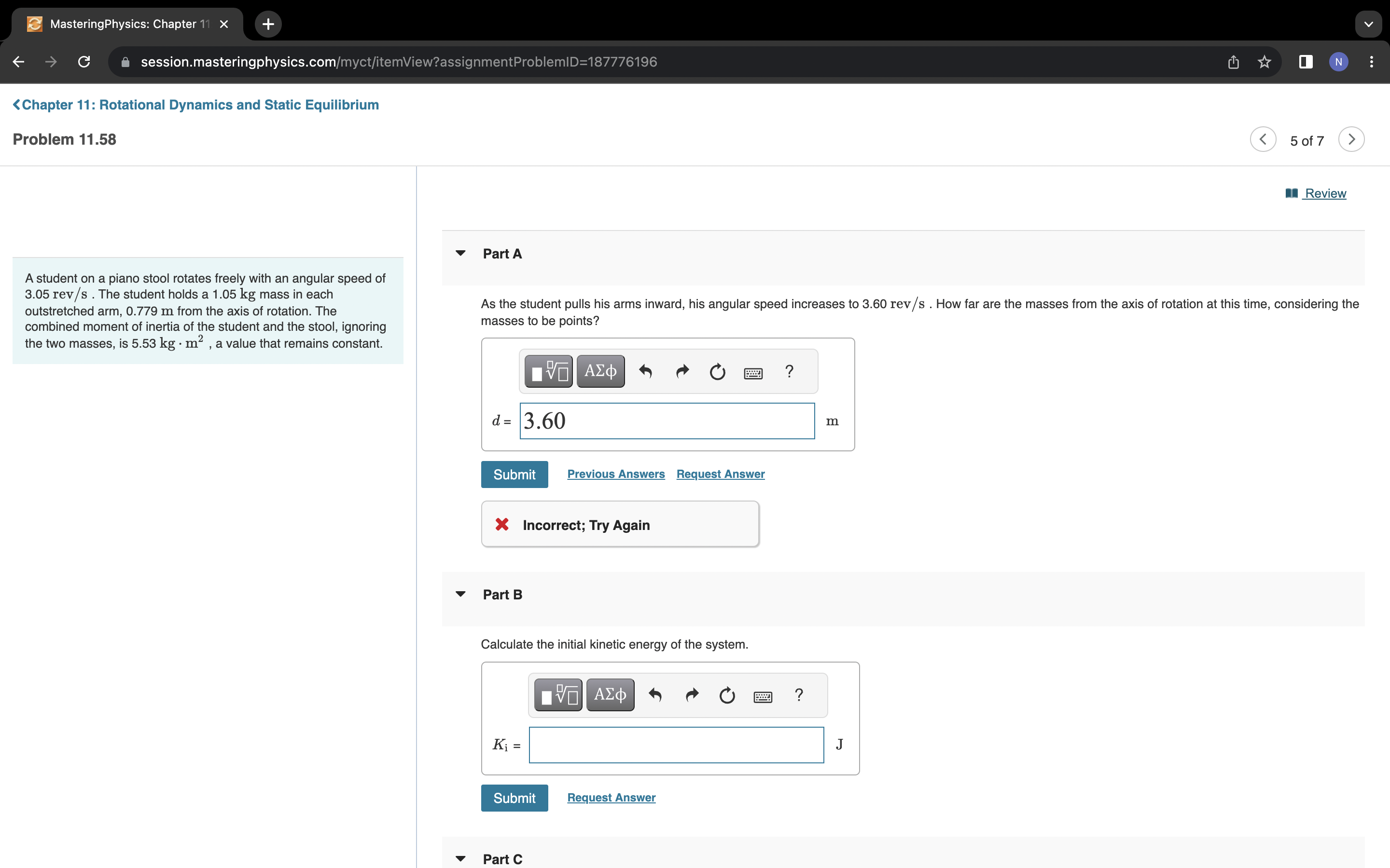  a MasteringPhysics: Chapter '1 X + 6 C i session.masteringphysicscomi .'