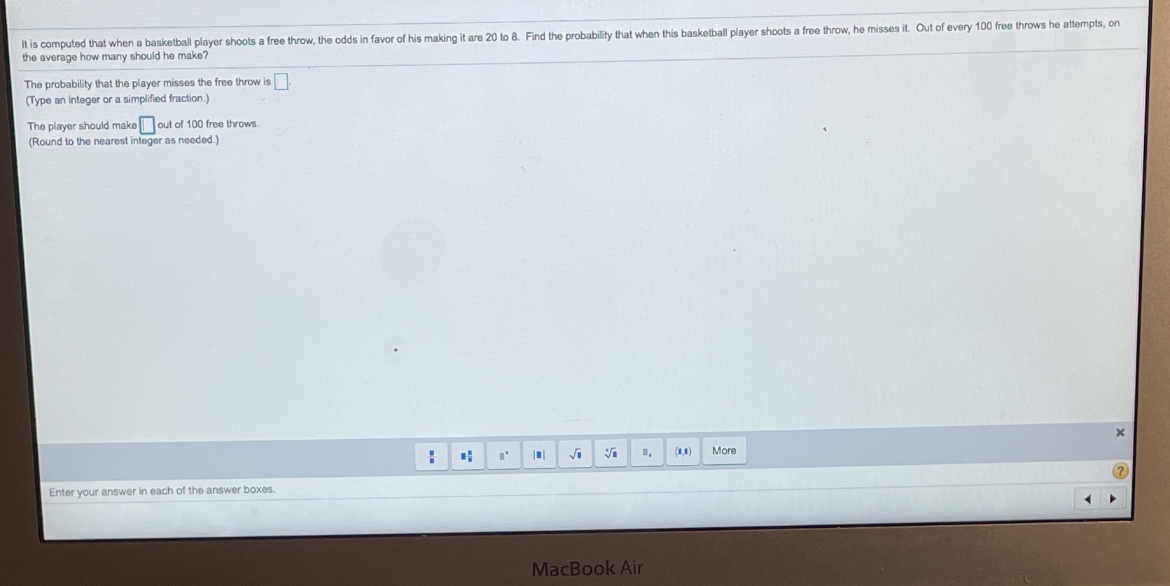 It is computed that when a basketball player shoots a free