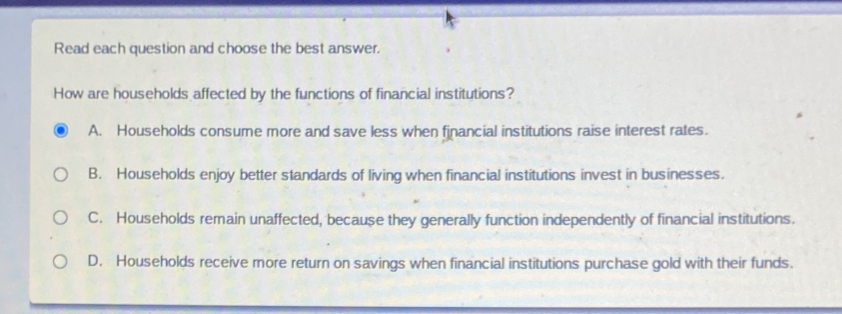 Not sure if this is right Read each question and choose the