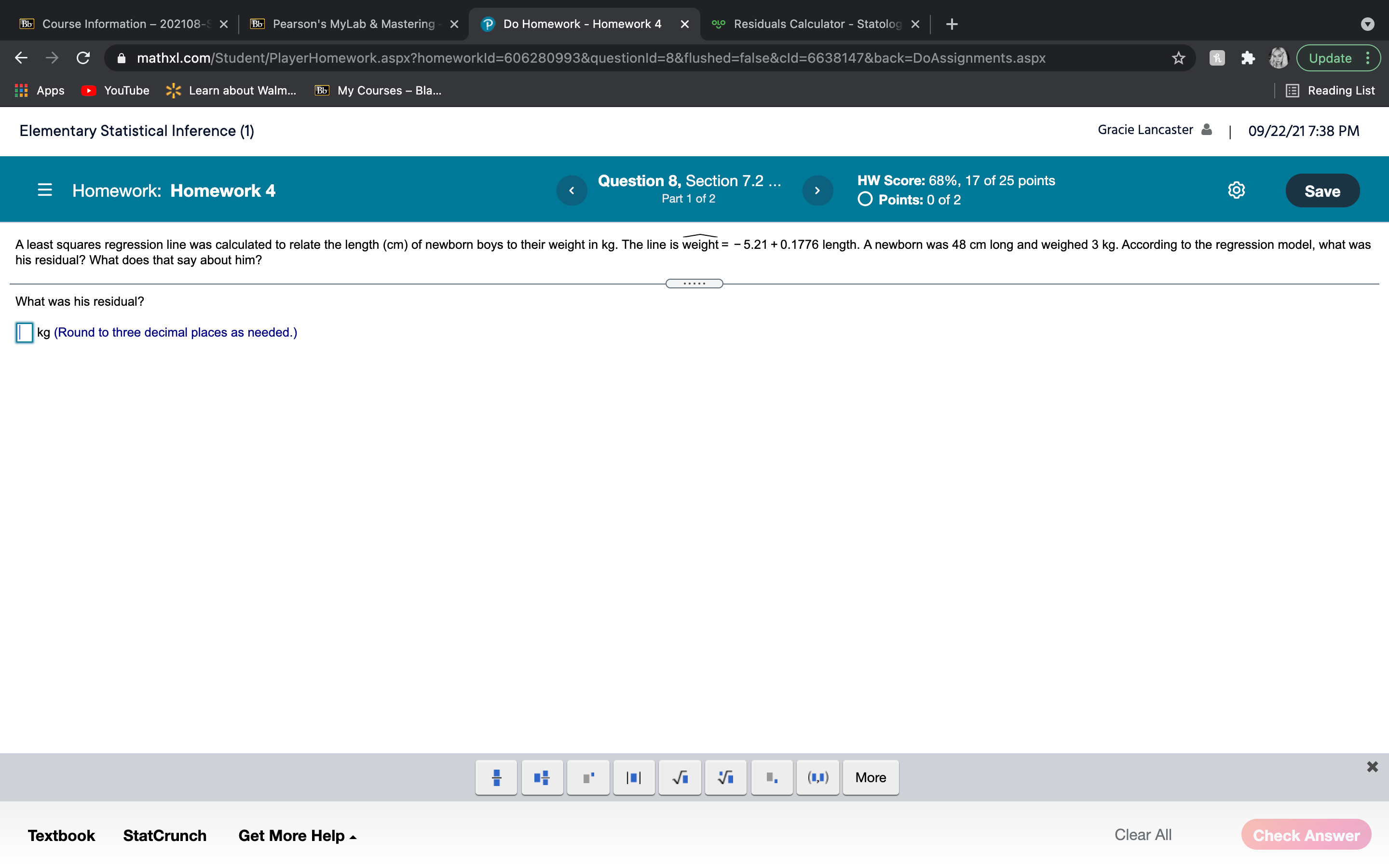 Bb Course Information - 202108-S X Bb Pearson's MyLab & Mastering