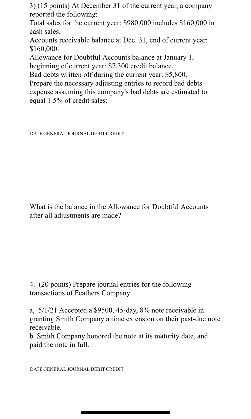 had a January 1, credit balance in its Allowance for Doubtful Accounts