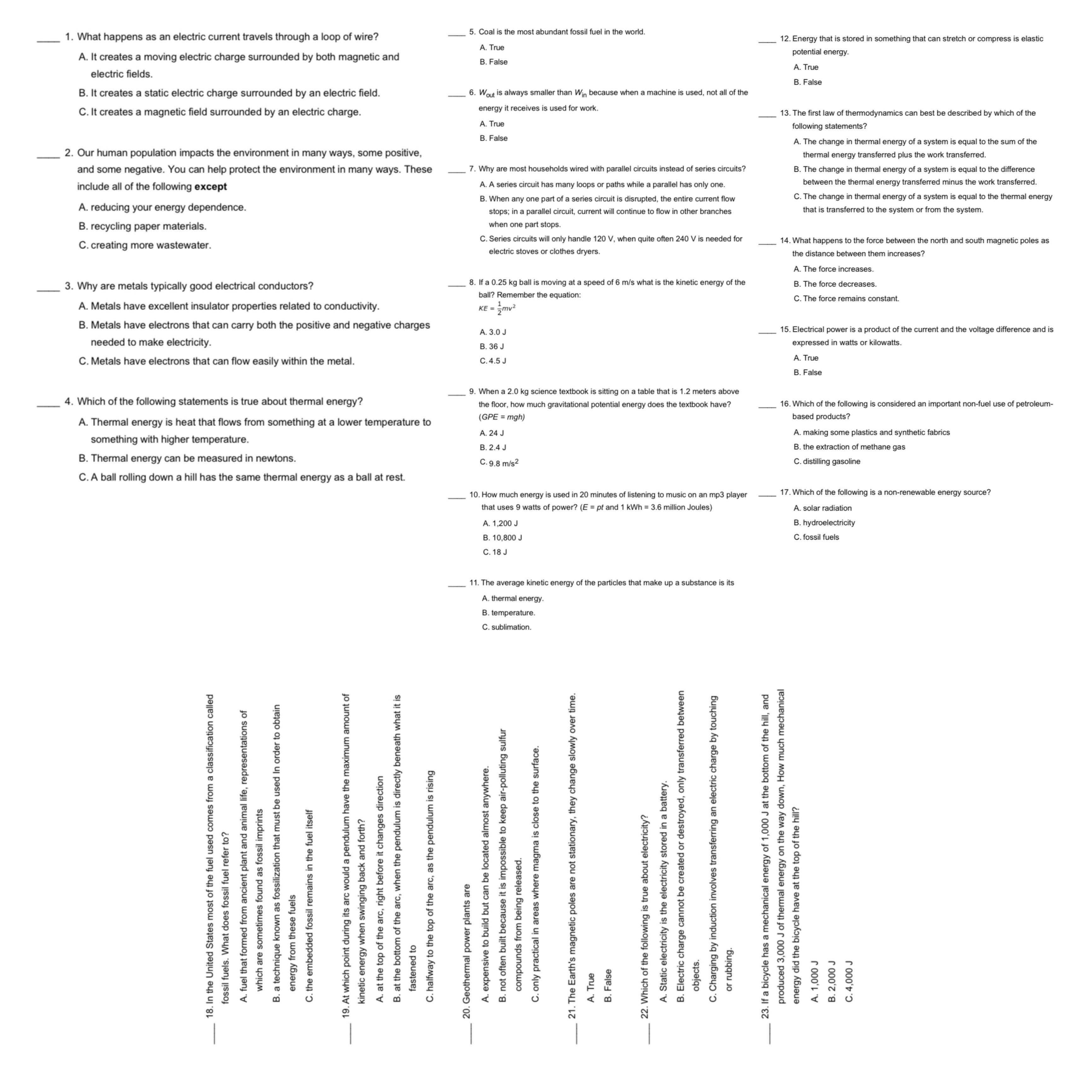 1. What happens as an electric current travels through a loop of