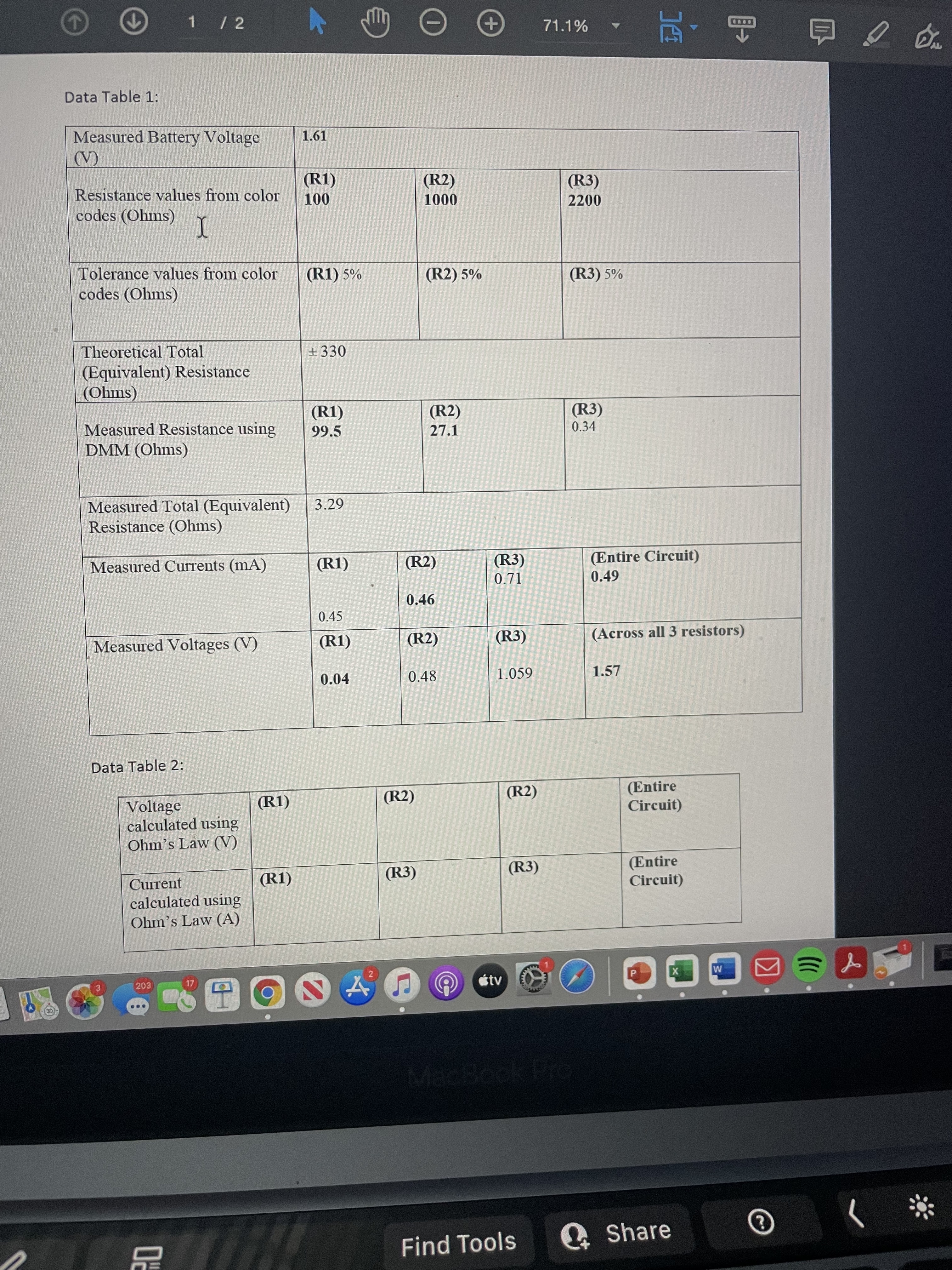 in Data table 1 along with answering the questions. having trouble with